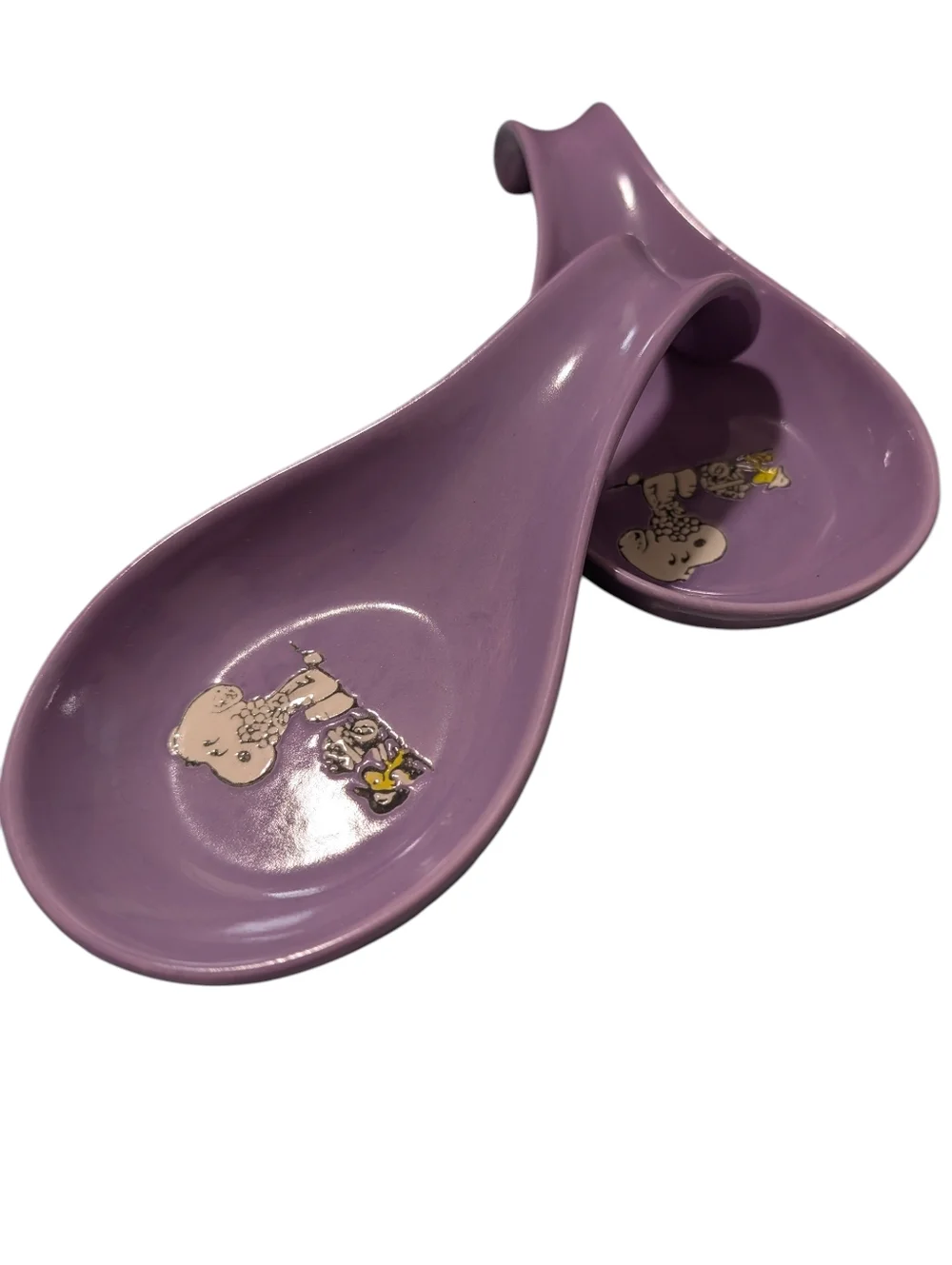 NEW Peanuts Ceramic Spoon Rests Lavender Pair